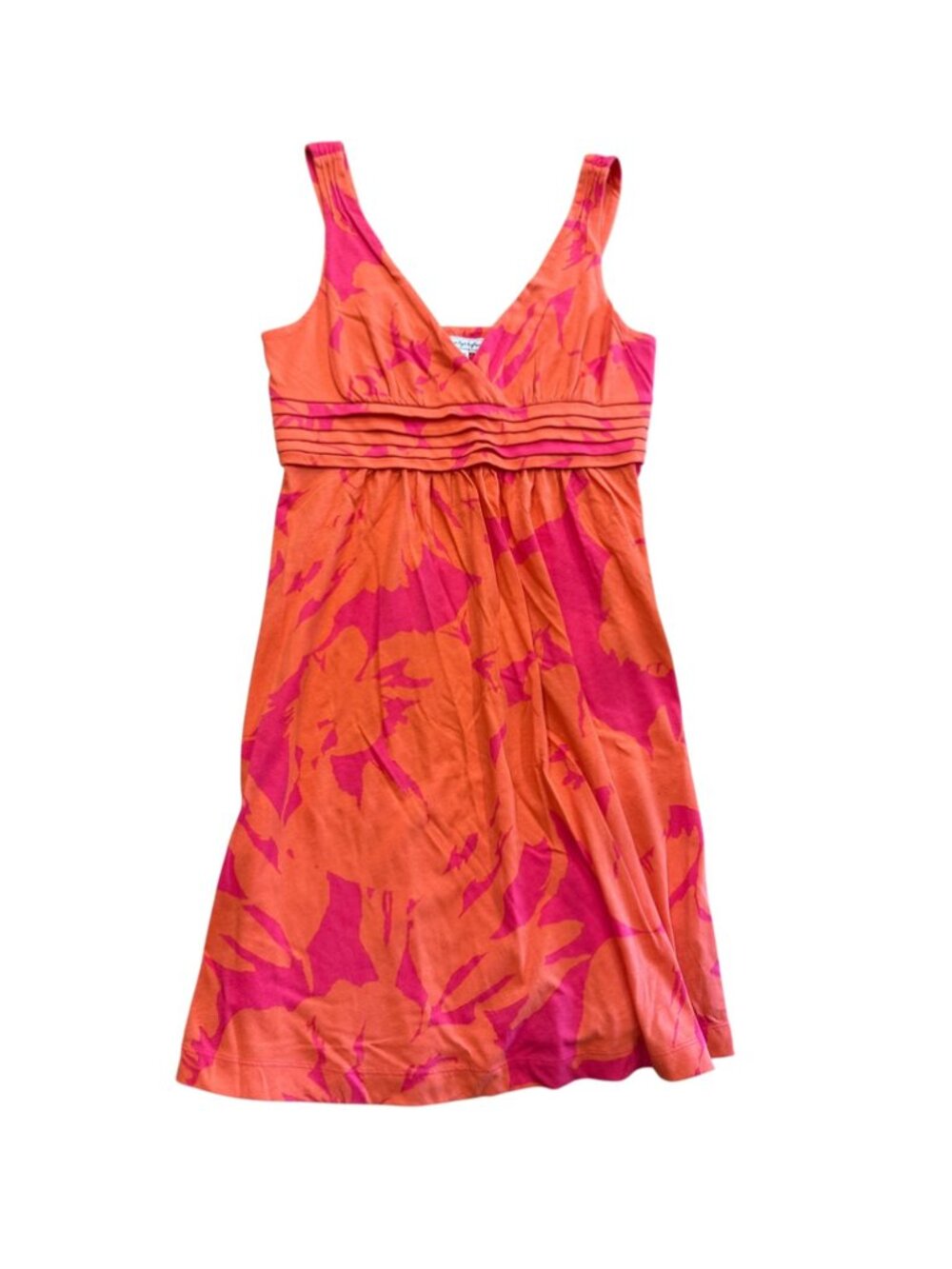 American Eagle Orange Floral Empire Waist Sleeveless Dress, Medium